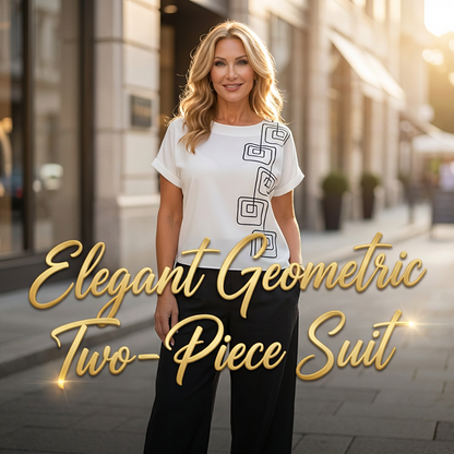 Costum pentru femei cu top și pantaloni, guler rotund, confortabil😍
