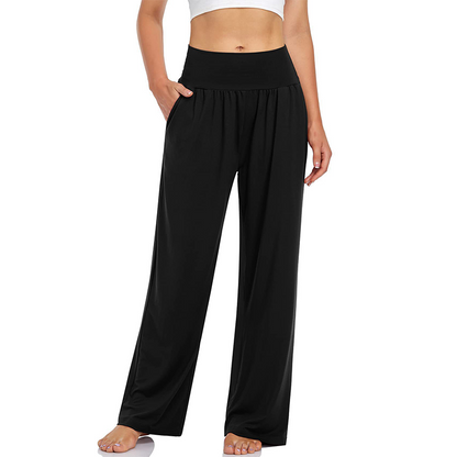 Pantaloni de yoga și de zi cu zi pentru femei, cu talie înaltă și buzunare