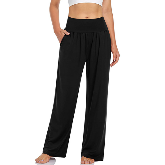 Pantaloni de yoga și de zi cu zi pentru femei, cu talie înaltă și buzunare