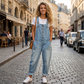 🔥Noutăți și Oferte Speciale - Salopete Denim Casual, Lejere, cu Buzunare pentru Femei