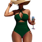 👙 ACUM CU 49% REDUCERE!🌊 Costum de baie dintr-o piesă cu halter încrucișat – Talie înaltă cu control al abdomenului și decupaj elegant – Costum de plajă cu uscare rapidă 🏖️