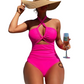 👙 ACUM CU 49% REDUCERE!🌊 Costum de baie dintr-o piesă cu halter încrucișat – Talie înaltă cu control al abdomenului și decupaj elegant – Costum de plajă cu uscare rapidă 🏖️