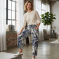 Pantaloni lungi cu imprimeu floral retro