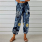 Pantaloni lungi cu imprimeu floral retro