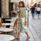 Set de top fără mâneci și pantaloni Capri imprimați