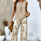 Set de top fără mâneci și pantaloni Capri imprimați