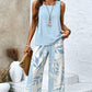 Set de top fără mâneci și pantaloni Capri imprimați