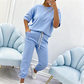 Set de top cu mânecă scurtă și pantaloni, casual pentru femei