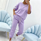 Set de top cu mânecă scurtă și pantaloni, casual pentru femei