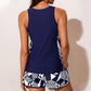 🩱 Set tankini damă 2 piese, top fără mâneci și pantaloni scurți cu imprimeu geometric