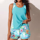 🩱 Set tankini damă 2 piese, top fără mâneci și pantaloni scurți cu imprimeu geometric