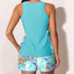 🩱 Set tankini damă 2 piese, top fără mâneci și pantaloni scurți cu imprimeu geometric