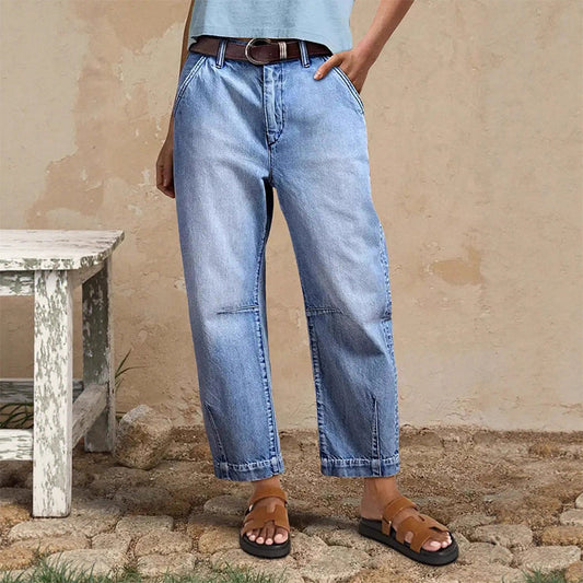 👖Blugi pentru femei, talie înaltă, croiți, tip butoi