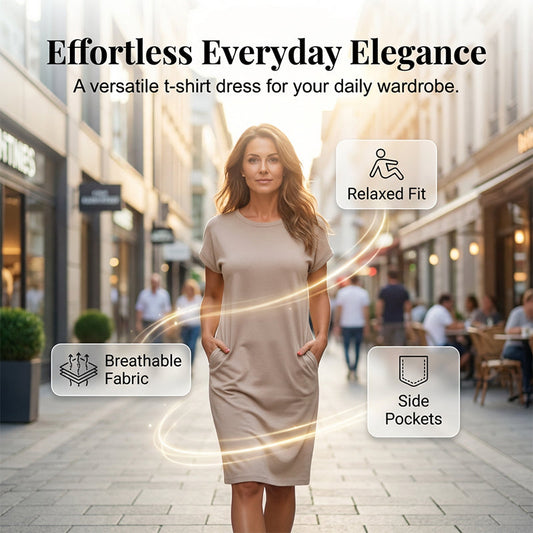 👗Rochie casual pentru femei, cu mânecă scurtă, tip tricou