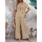 Set de 2 piese: Bluză casual pentru femei și pantaloni cu picior larg
