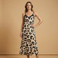 Rochie pentru femei cu imprimeu leopard și bretele subțiri