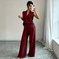 Set de top fără mâneci și pantaloni cu picior larg pentru femei