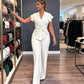 Set de top elegant cu decolteu în V și pantaloni cu talie largă pentru femei