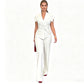 Set de top elegant cu decolteu în V și pantaloni cu talie largă pentru femei