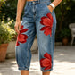 ✨👖Blugi largi Artistic Flower pentru femei