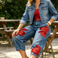 ✨👖Blugi largi Artistic Flower pentru femei