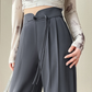 Pantaloni cu talie înaltă și croială largă - Eleganți și confortabili pentru purtare de zi cu zi