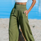 🌿Pantaloni lungi cu talie înaltă și pliuri
