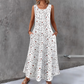 Rochie maxi fără mâneci, cu imprimeu floral, pentru femei, cu buzunare