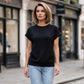 Tricou Casual pentru Femei cu Guler Rotund și Buzunar