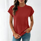 Tricou Casual pentru Femei cu Guler Rotund și Buzunar