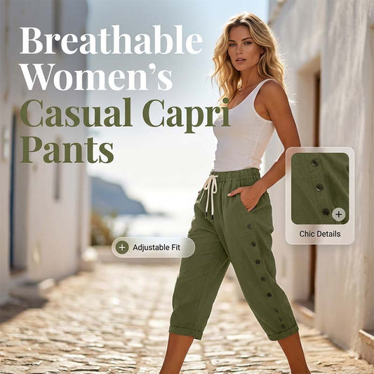 ✨ Pantaloni casual femei din amestec bumbac și in, croială lejeră confortabilă de vară