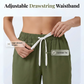 Pantaloni casual din bumbac și in pentru femei