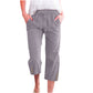 Pantaloni capri din bumbac și in, cu cordon de strângere, pentru femei