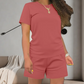 Set de tricou și pantaloni scurți casual pentru femei