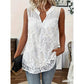 👚Cămașă fără mâneci cu imprimeu floral și dantelă, pentru femei