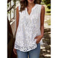 👚Cămașă fără mâneci cu imprimeu floral și dantelă, pentru femei