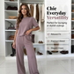 Set de top și pantaloni cu talie largă pentru femei