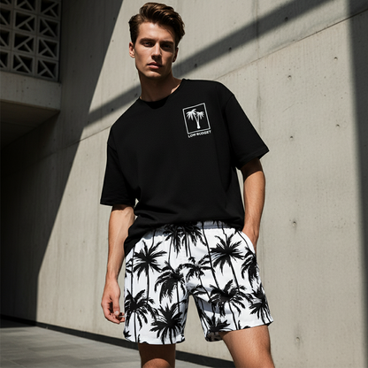 Set de 2 piese: Tricou imprimat pentru bărbați și pantaloni scurți