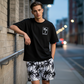 Set de 2 piese: Tricou imprimat pentru bărbați și pantaloni scurți