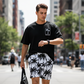 Set de 2 piese: Tricou imprimat pentru bărbați și pantaloni scurți