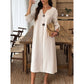 Rochie midi casual pentru femei, cu decolteu în V și nasturi decorativi
