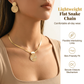 ✨Set elegant de colier și cercei geometrici | Bijuterii premium din lanț șarpe plat, placat cu aur, pentru femei 🔶
