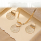 ✨Set elegant de colier și cercei geometrici | Bijuterii premium din lanț șarpe plat, placat cu aur, pentru femei 🔶