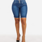 Șorturi din denim stretch cu talie înaltă pentru femei