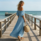 👗Rochie Maxi cu Un Umăr pentru Femei – Mânecă Volantă, Lejeră, Romantică