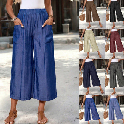 🔥Noutăți cu 40% reducere - Pantaloni Capri cu talie largă pentru femei, vară