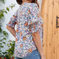 🌸REDUCERE DE VARĂ 40%😍Bluză pentru femei cu decolteu în V și mâneci bufante, cu imprimeu floral