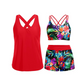 Costum de baie tip tankini pentru femei, 3 piese, cu pantaloni scurți