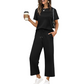 👕Tricou slim fit pentru femei – guler în V cu revere, material răcoros, culori uni 🌿