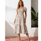 💃Rochie midi cu gât pătrat, smocuri și imprimeu floral pentru femei